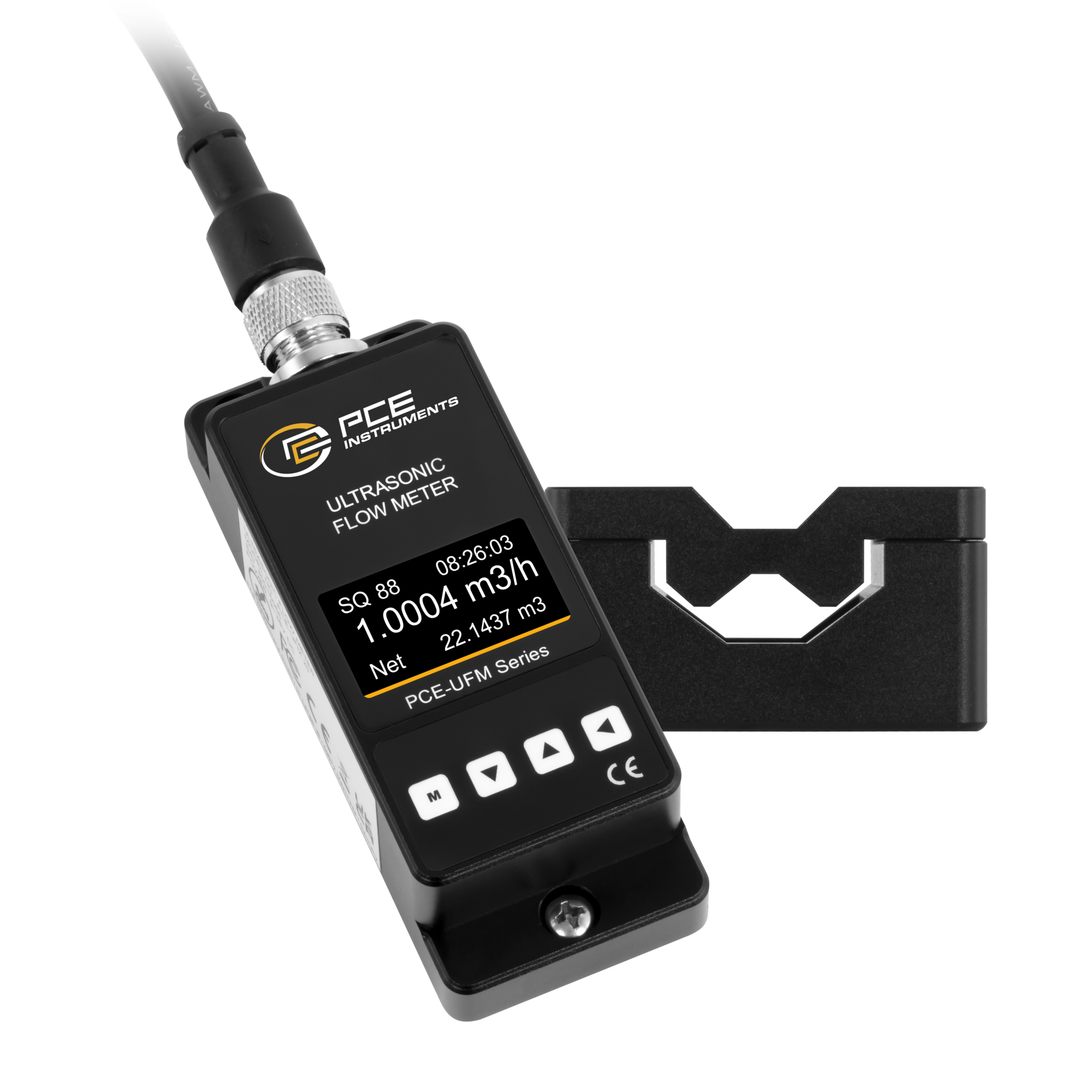 PCE Clamp-On Ultrasonic Flow Meter — ±0.1 m/s to ±5 m/s, Model# PCE-UFM 4